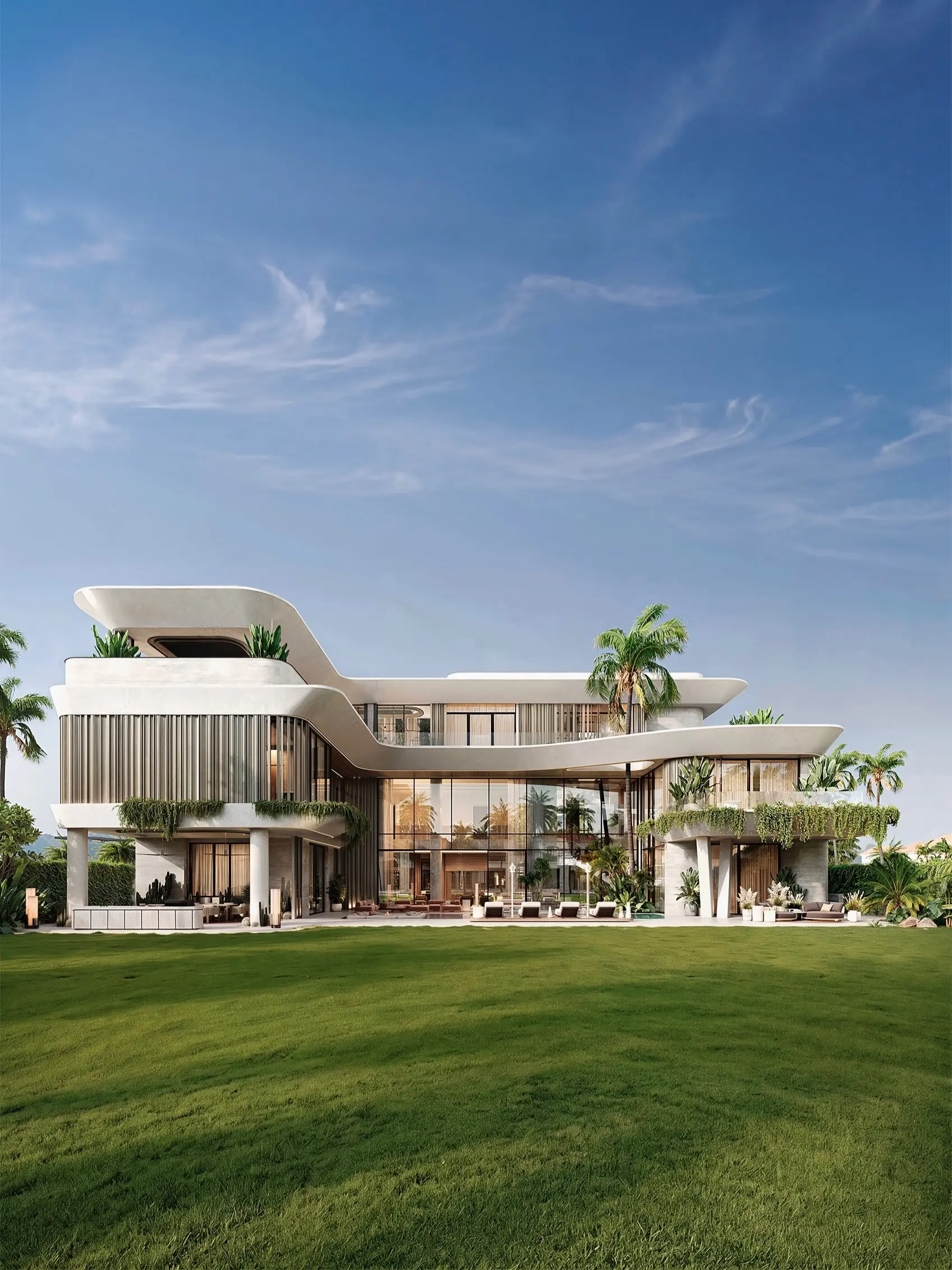 8-Bedroom Executive Triplex featuring Organic Curves & Private Grounds