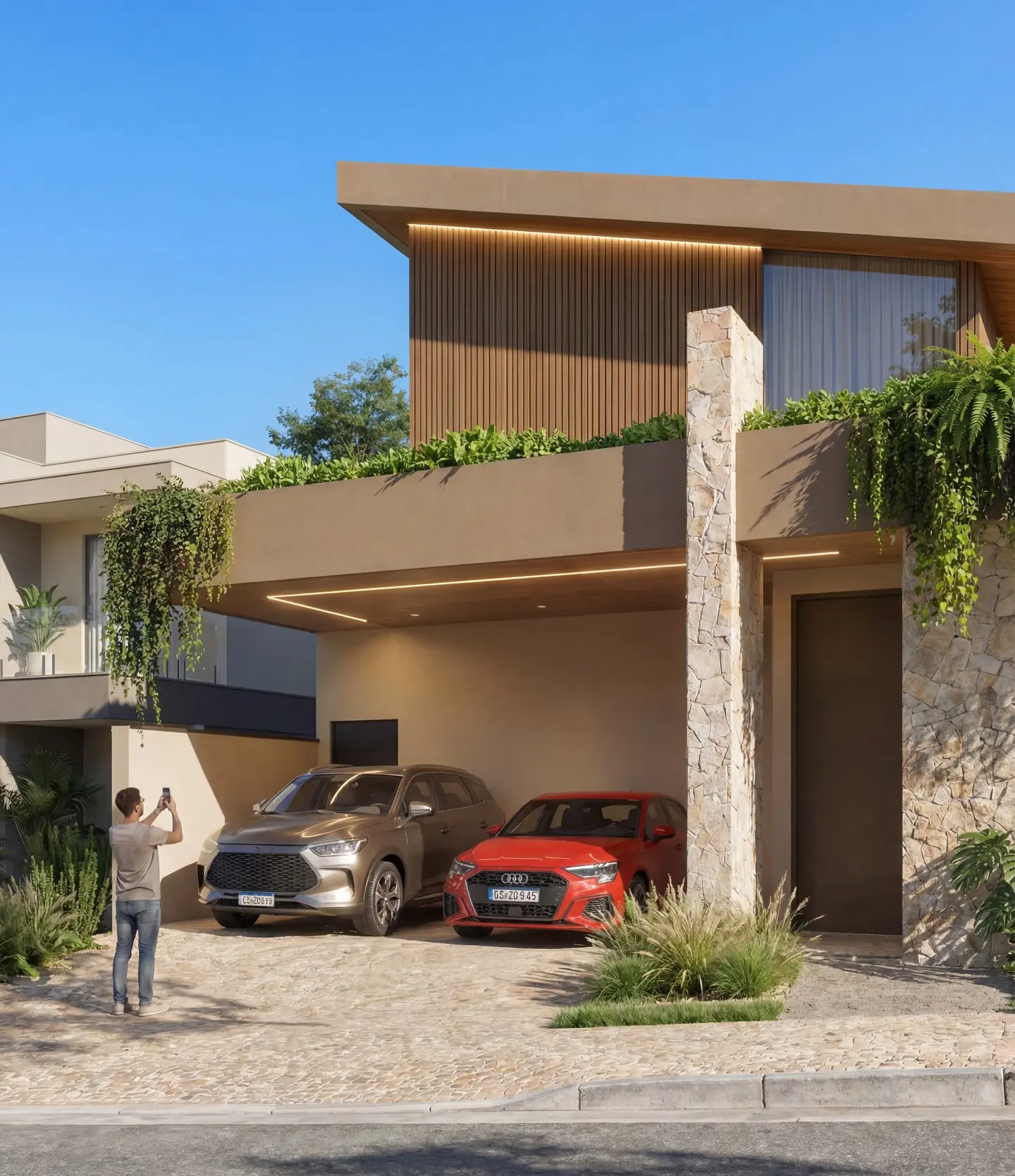 Contemporary 3-Bedroom Family Duplex with Tropical Greenery & Stone Finish - Image 2