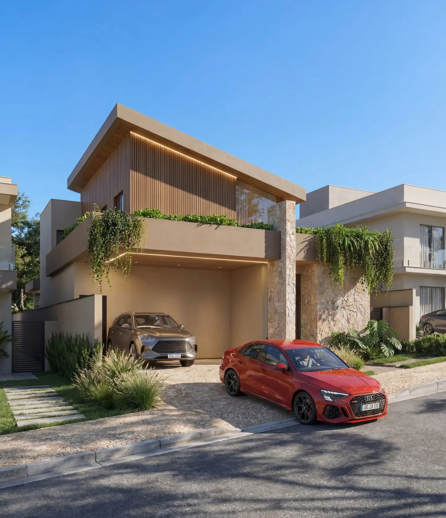 Contemporary 3-Bedroom Family Duplex with Tropical Greenery & Stone Finish - Image 3